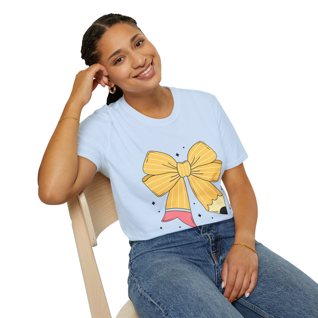 Pencil Bow T-Shirt — Cute School Teacher Gift Tee