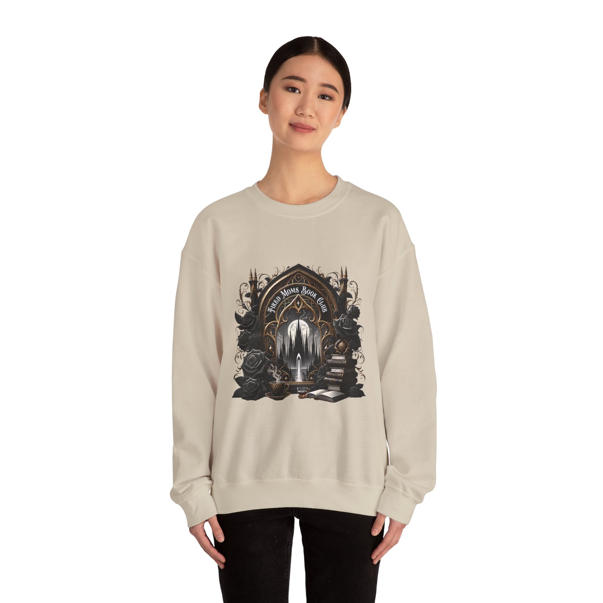 Mystic Library Crewneck Sweatshirt — Gothic 'Seek Silent Wisdom' Design