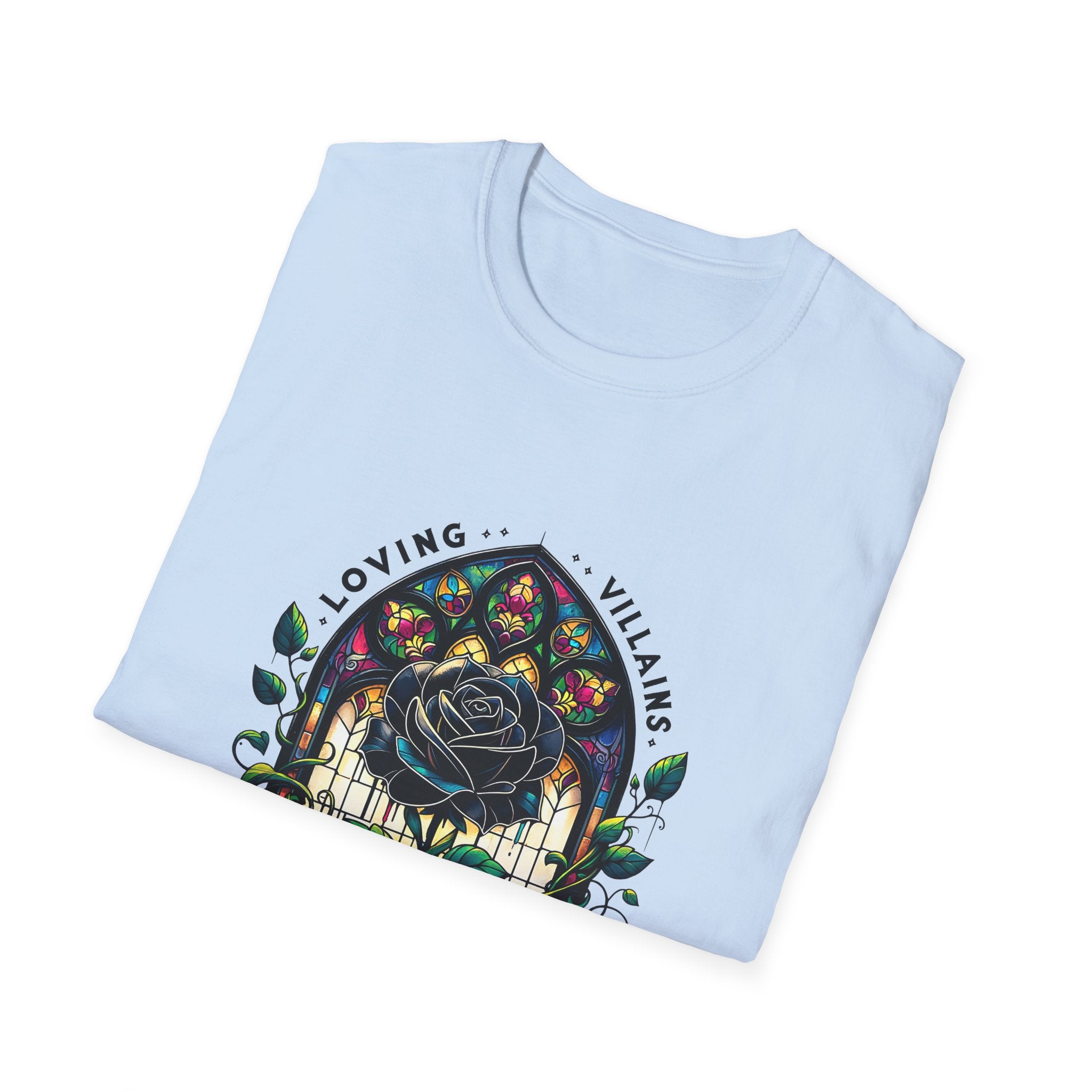 Loving Villains Rose Window T-Shirt — Gothic Floral 'Since Page One' Tee