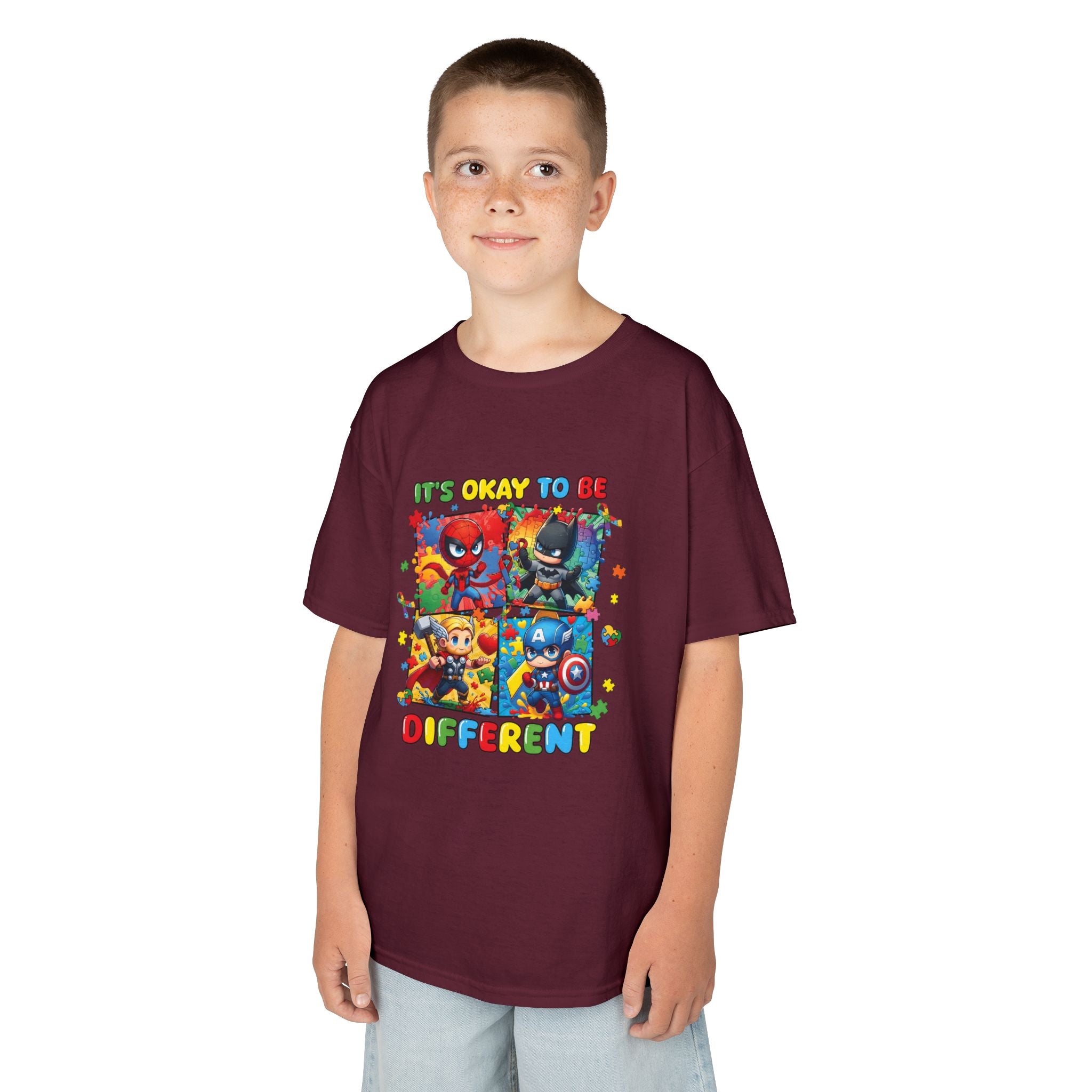 Kids 'It's Okay to Be Different' Graphic Tee — Colorful Inclusive Cartoon Design
