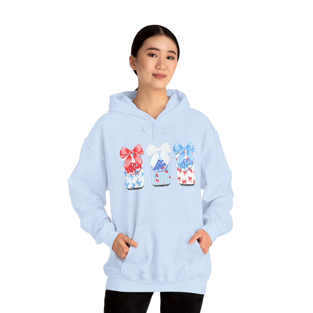 Gift Box Trio Hoodie - Red White Blue Ribbon Holiday Sweatshirt