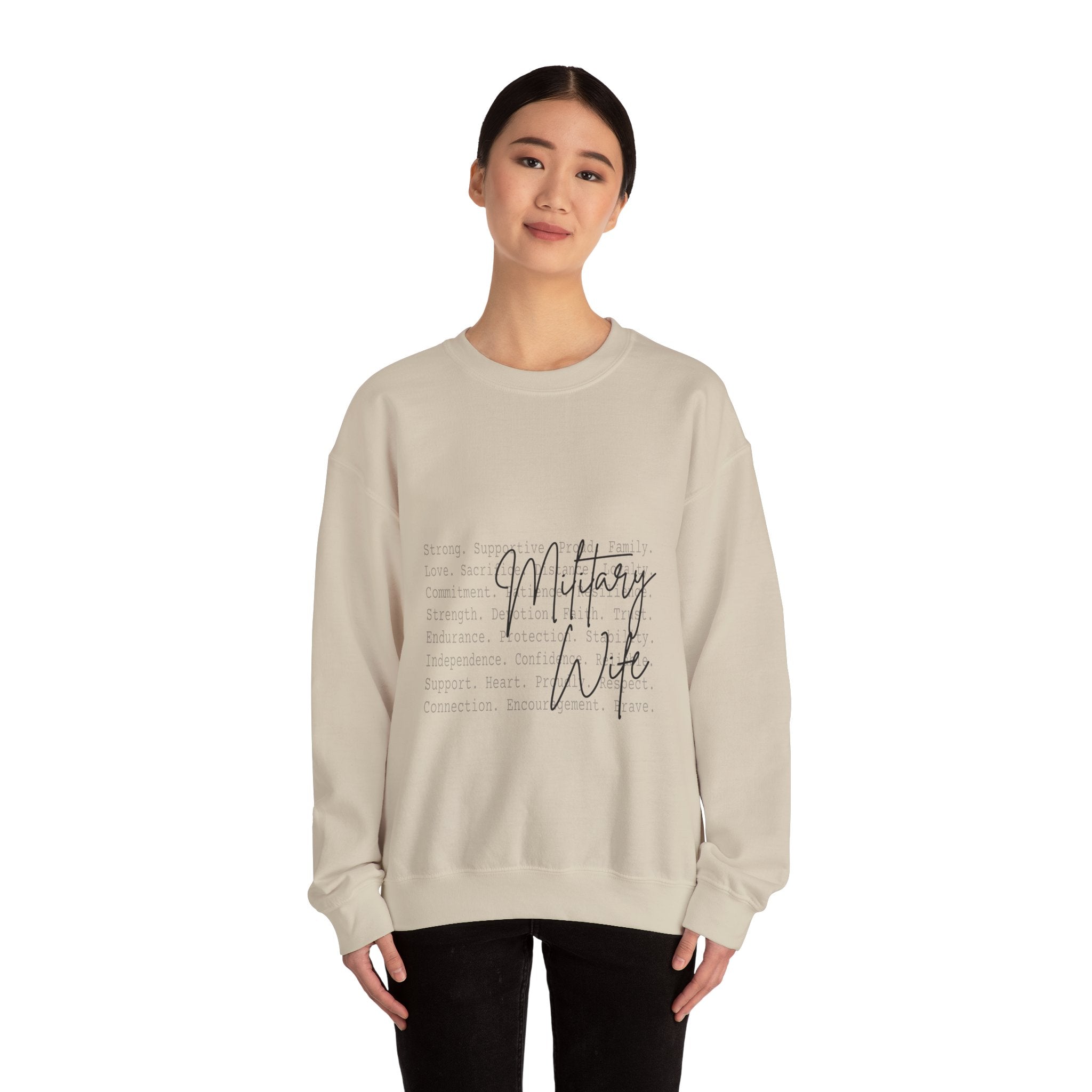 Military Wife Crewneck Sweatshirt – Soft White Tribute Pullover