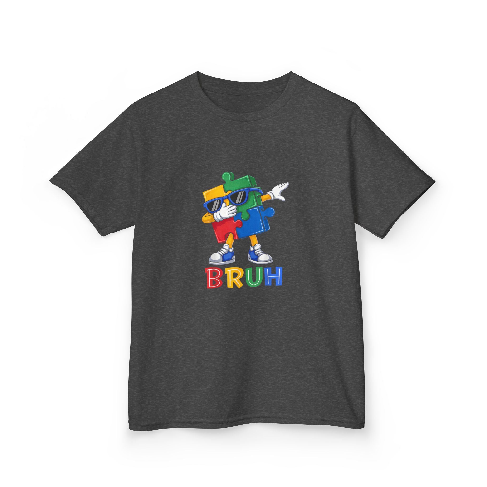Kids 'BRUH' Colorful Puzzle Robot Tee - Fun Graphic Shirt for Boys & Girls