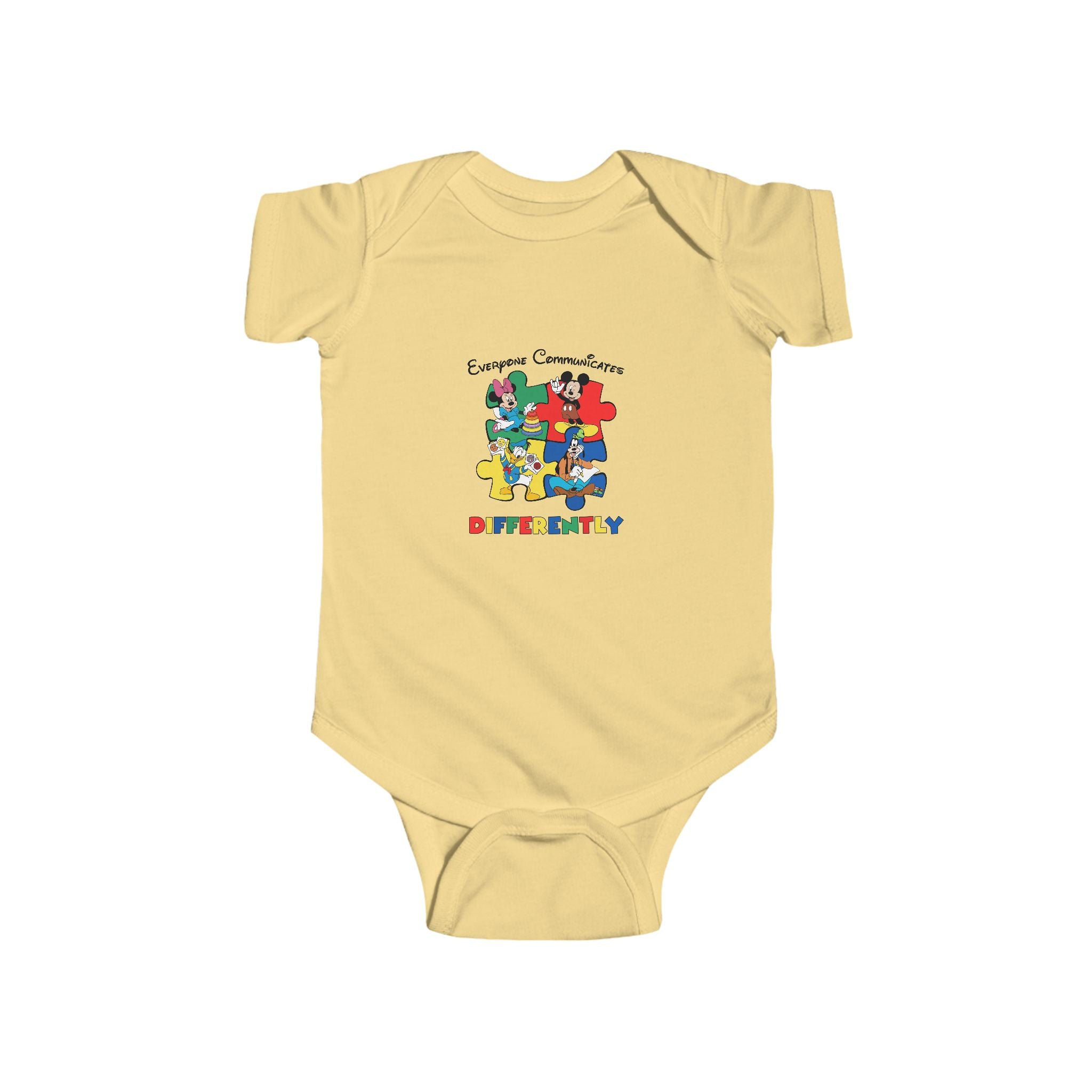 Autism Awareness Infant Bodysuit - Everyone Connects, Different Together Puzzle Design