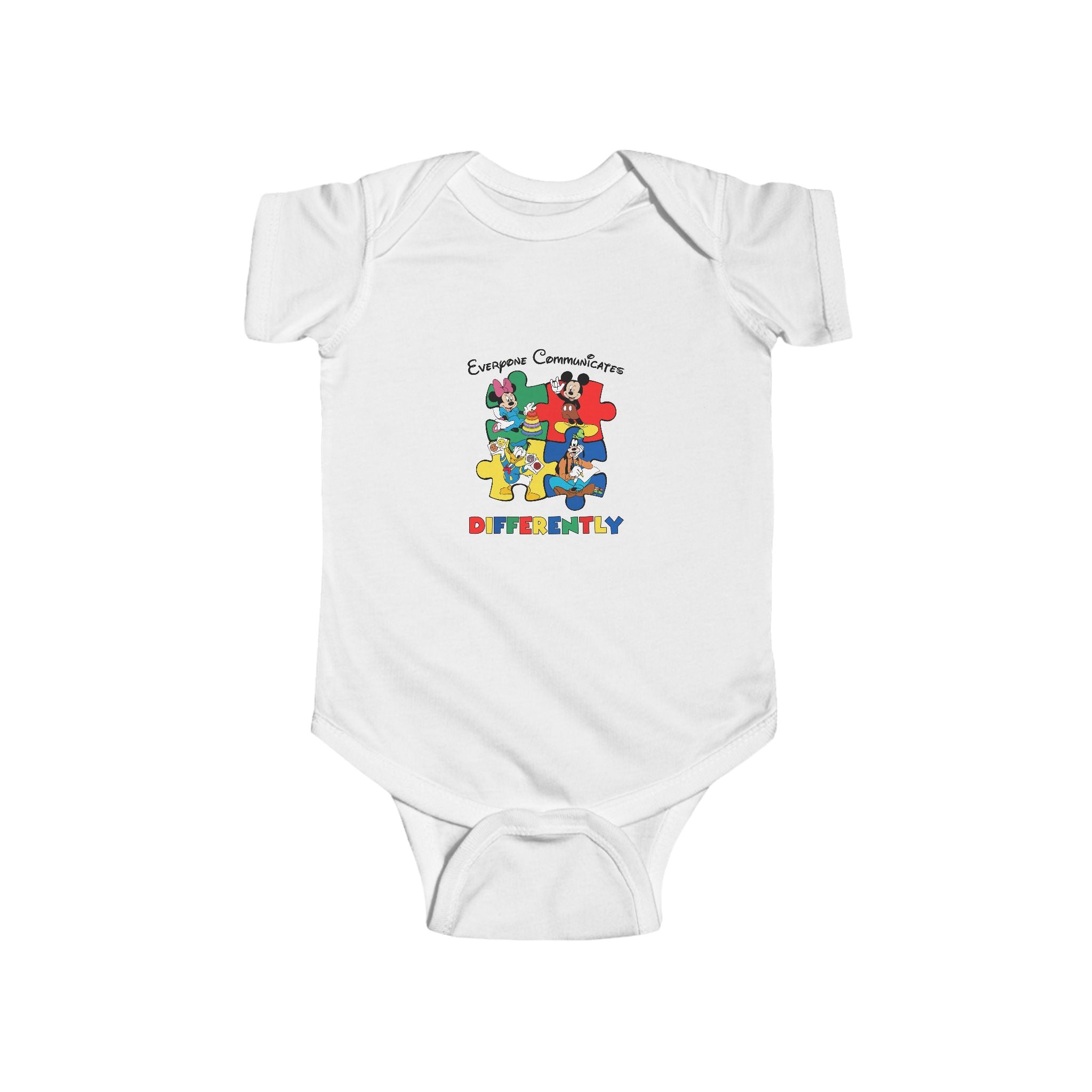 Autism Awareness Infant Bodysuit - Everyone Connects, Different Together Puzzle Design
