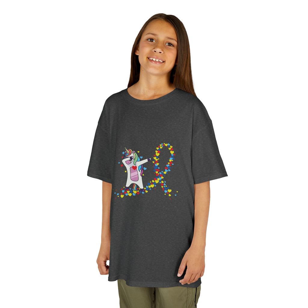 Kids Tee — Cute Unicorn Pouring Rainbow Confetti (Kids)