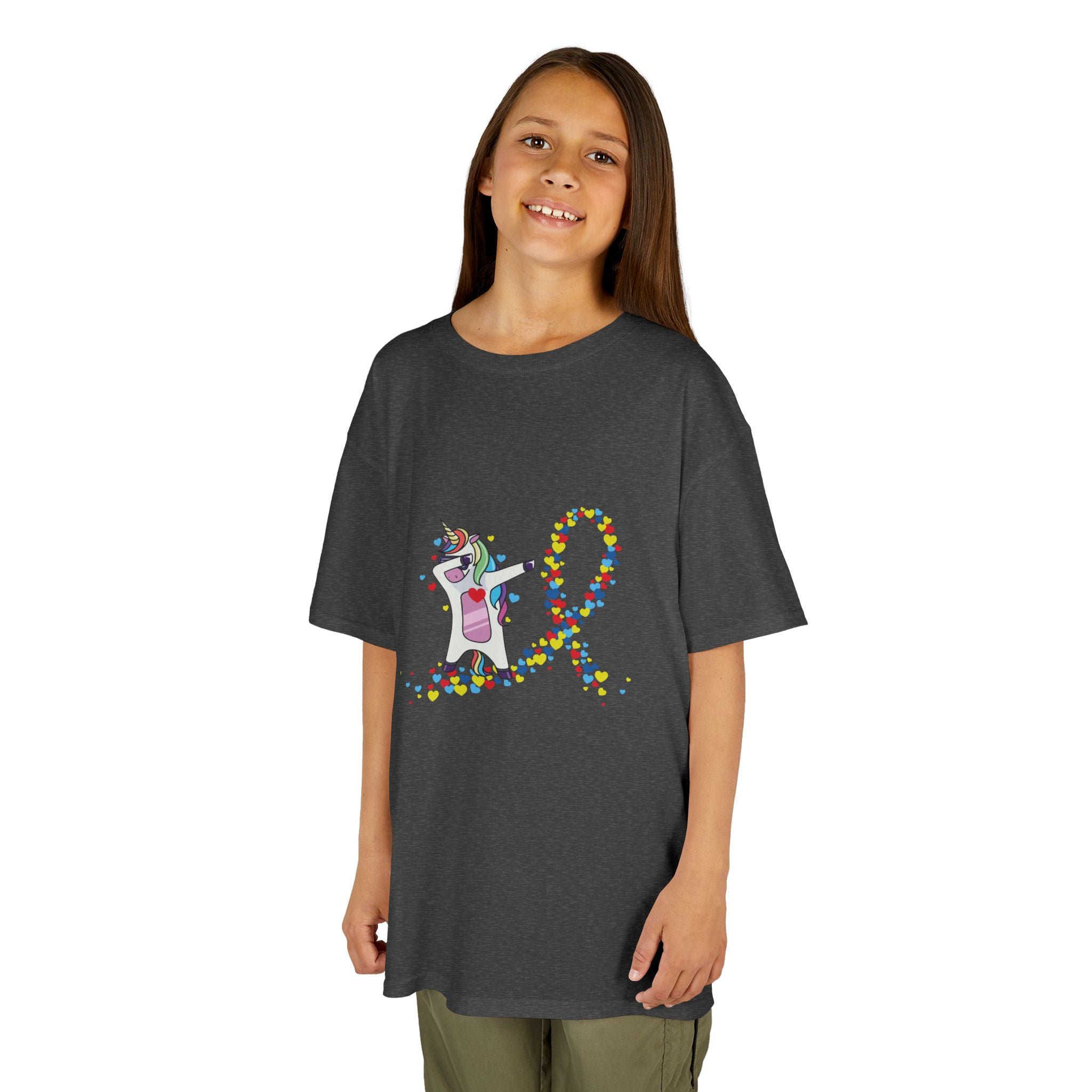 Kids Tee — Cute Unicorn Pouring Rainbow Confetti (Kids)