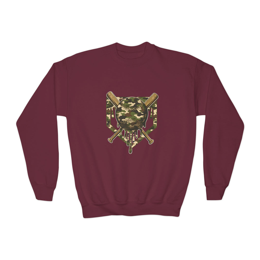 Youth Camo Baseball Shield Crewneck Sweatshirt