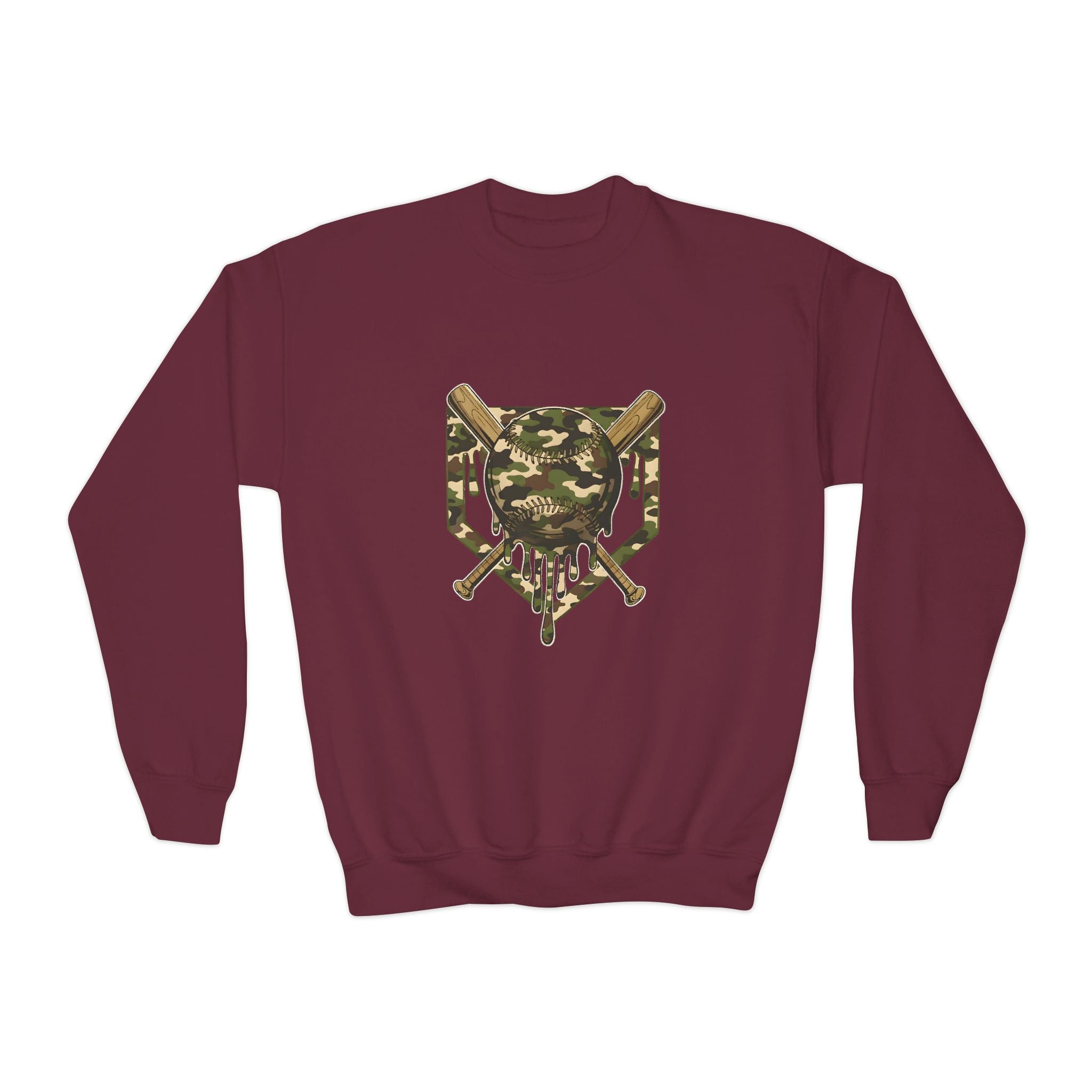 Youth Camo Baseball Shield Crewneck Sweatshirt