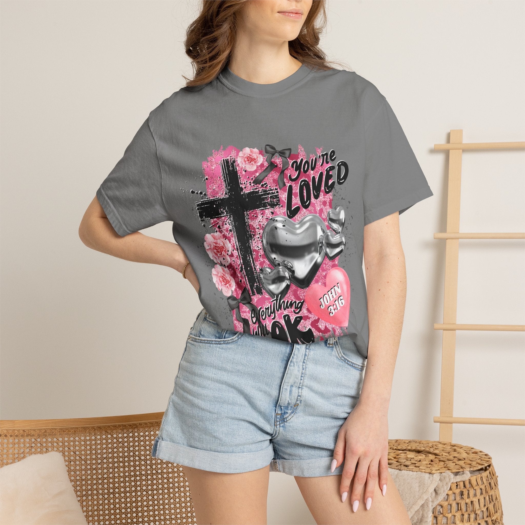 Christian Cross T-Shirt — "You're Loved" John 3:16 Faith Tee