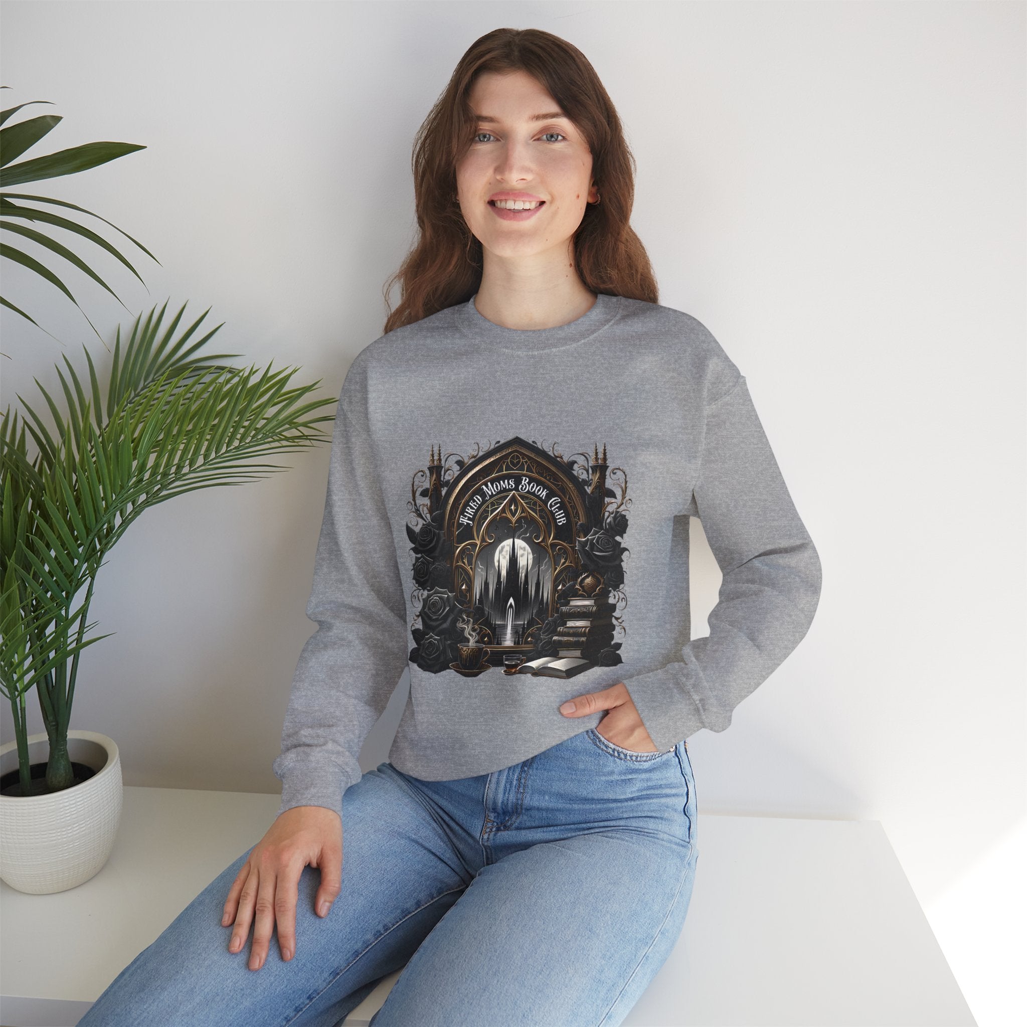 Mystic Library Crewneck Sweatshirt — Gothic 'Seek Silent Wisdom' Design