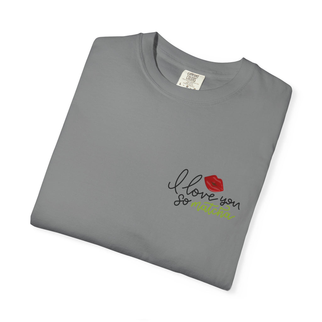 T-Shirt — "I Love You For Matcha" Graphic Tee with Leopard Heart & Matcha Cup