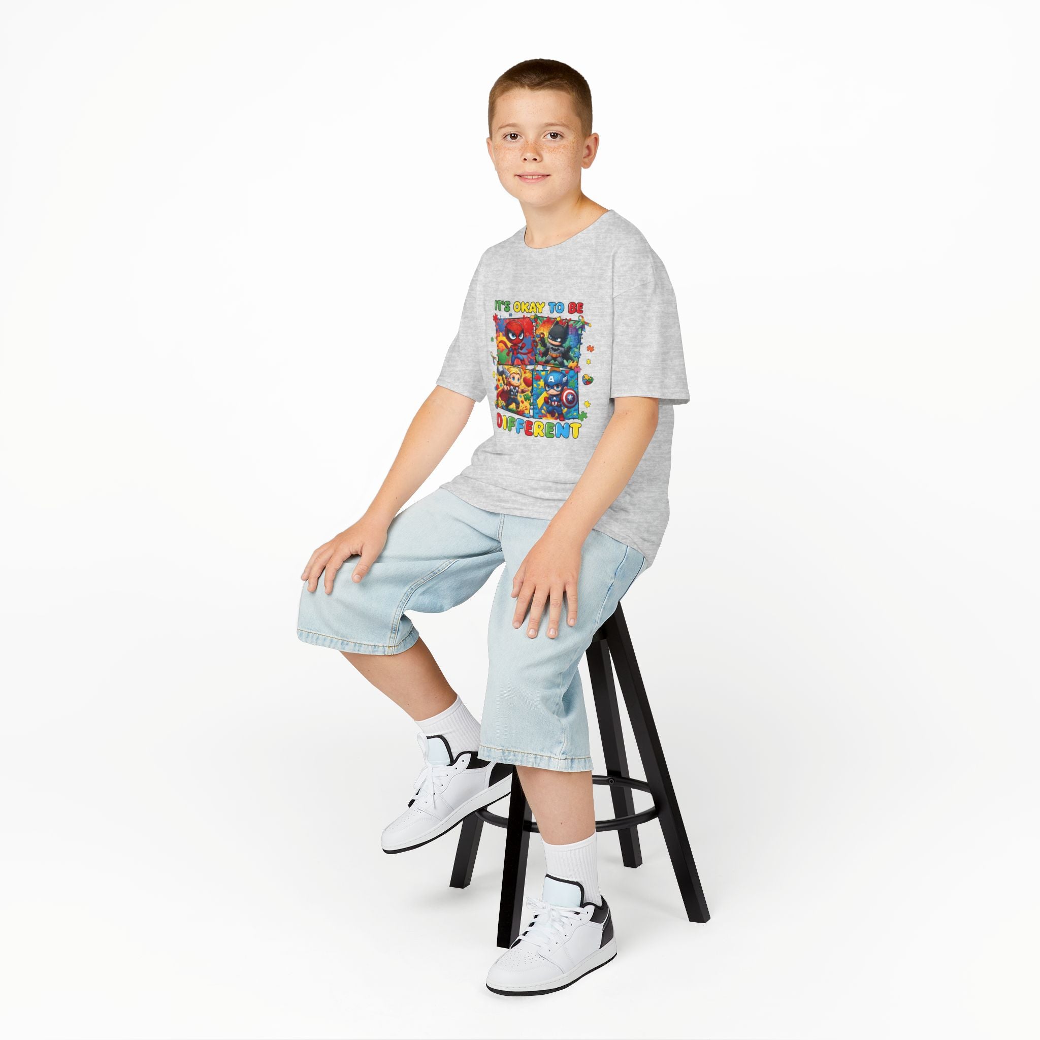 Kids 'It's Okay to Be Different' Graphic Tee — Colorful Inclusive Cartoon Design
