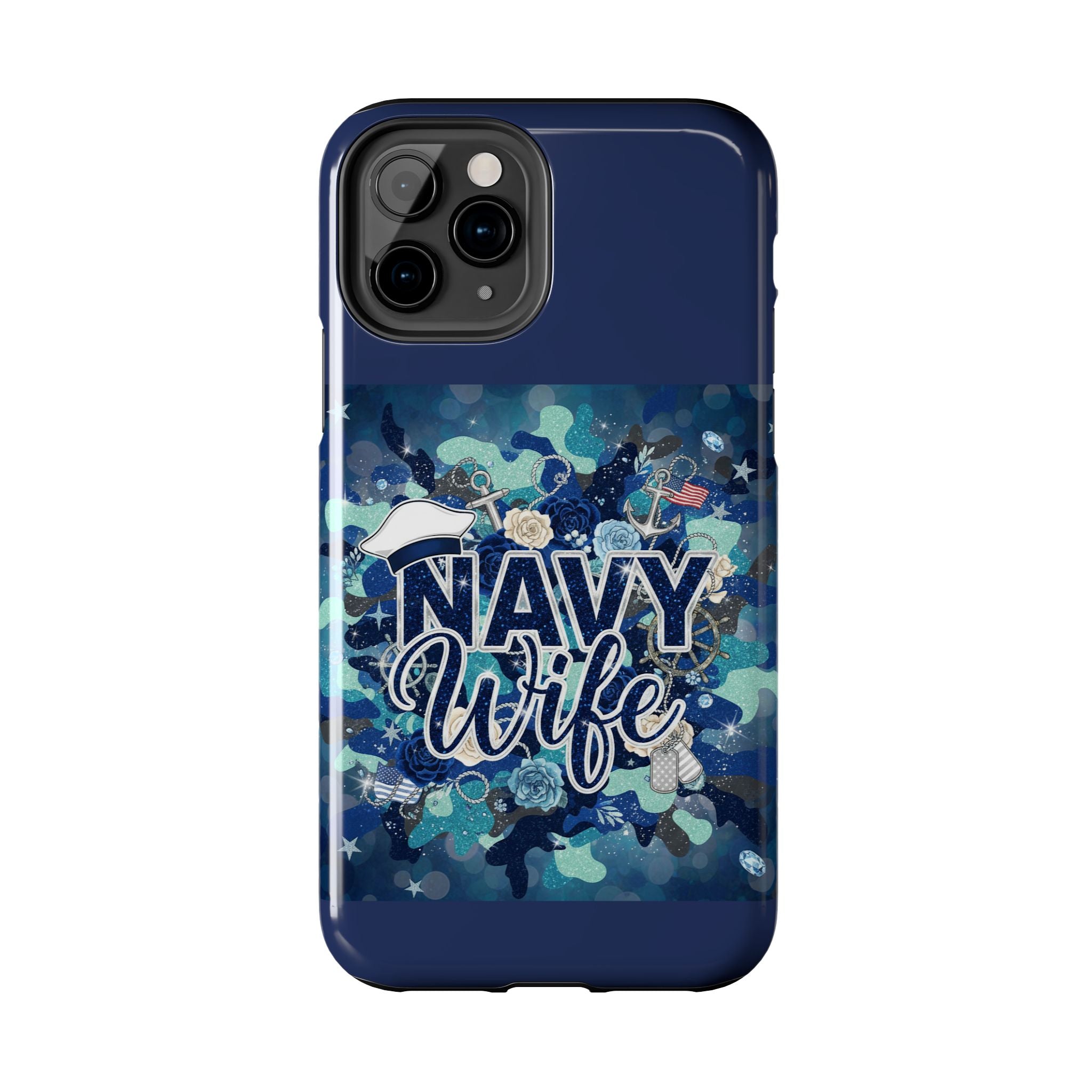Navy Wife Tough Phone Case — Military Camouflage Protective Phone Cover, Perfect Gift for Navy Spouses