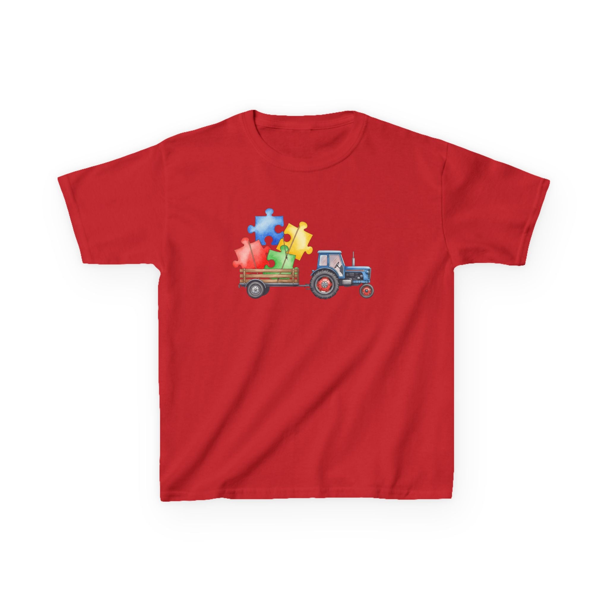 Kids Tractor with Puzzle Pieces T-Shirt — Autism Awareness Farm Tee