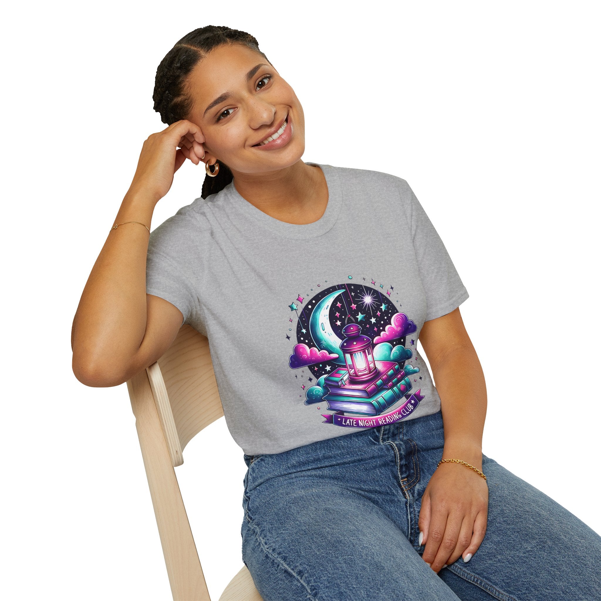 T-Shirt — Moonlit Books Lantern Design ("Let Your Dreams Guide")
