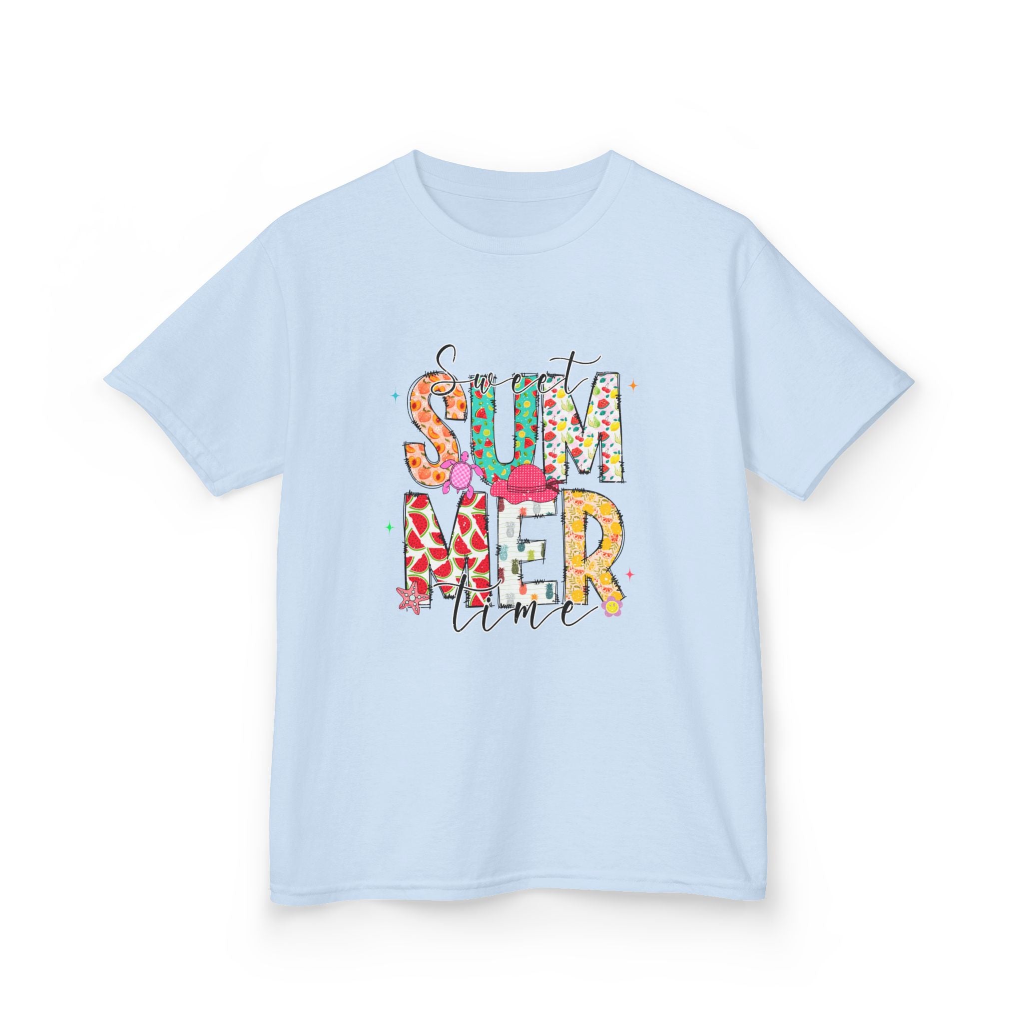 Kids Summer Vibes Tee — Colorful Floral "Summer Time" Graphic Shirt