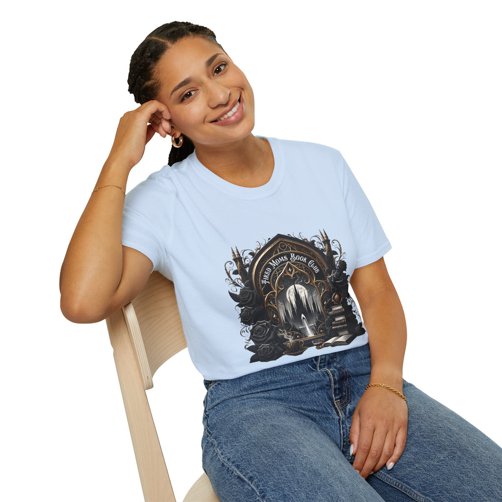 Gothic Library T-Shirt — "Read Books & Rise" Dark Fantasy Graphic Tee