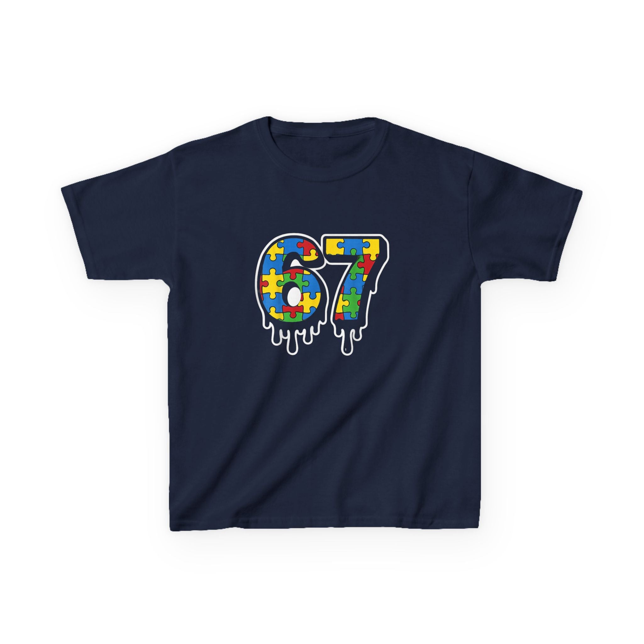 Kids Puzzle Number 67 T-Shirt — Colorful Autism Awareness Tee