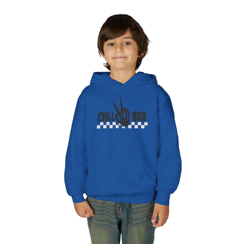 Youth Hoodie — "Chill Bro" Skeleton Hand Graphic