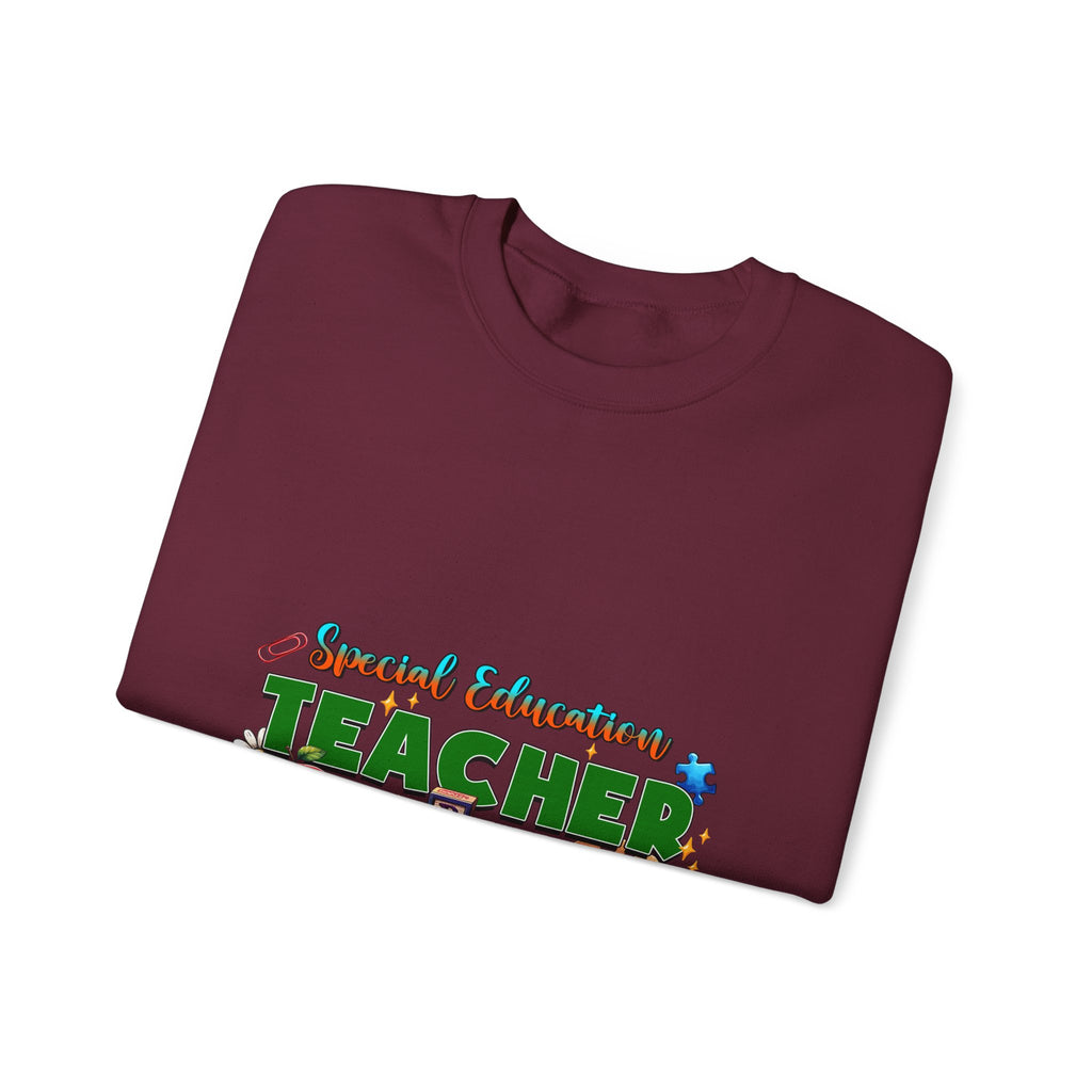 Special Education Teacher Crewneck Sweatshirt — Cute Apple & Classroom Icons