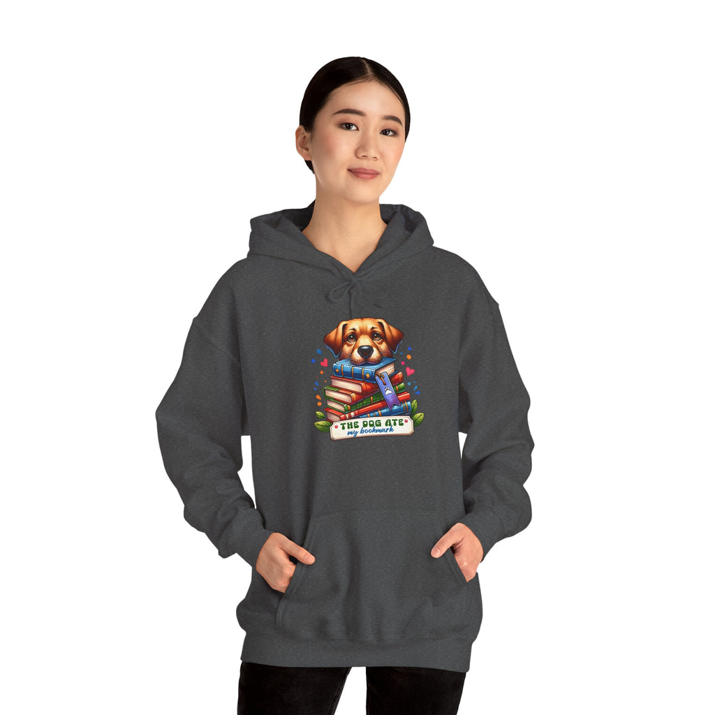 Dog Mom Hoodie — Cute Puppy Reading Books "The Dog Ate" Graphic Sweatshirt