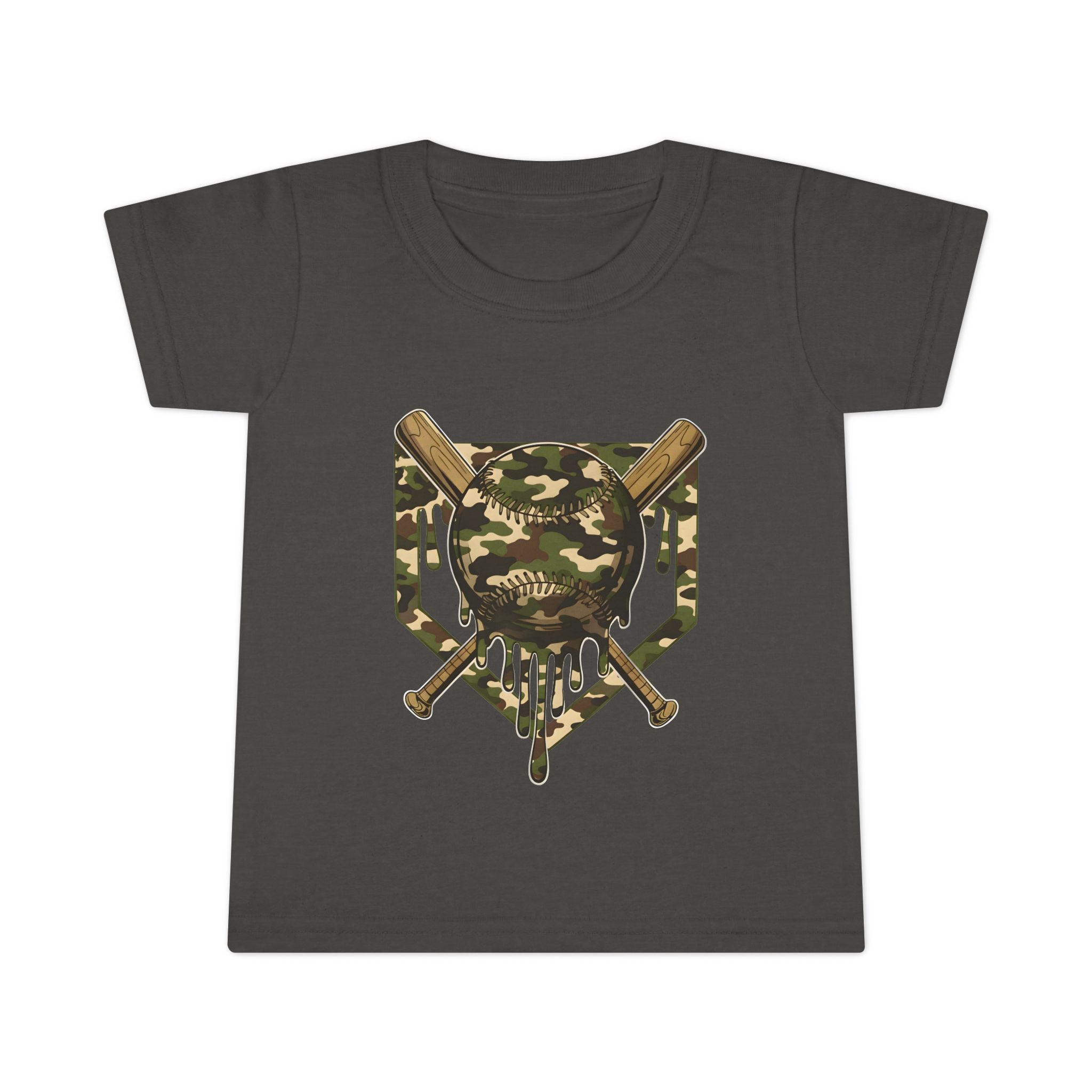 Toddler T-Shirt — Camo Skull & Crossed Bats Graphic
