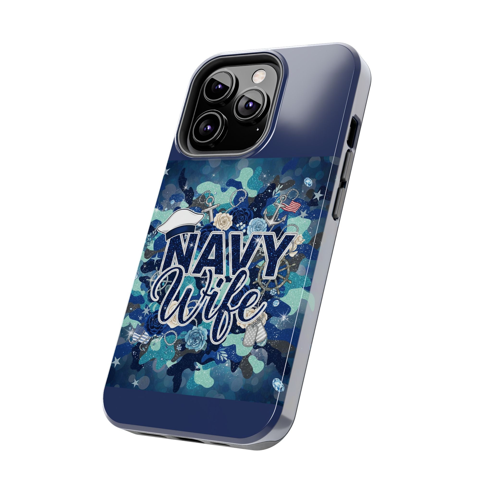 Navy Wife Tough Phone Case — Military Camouflage Protective Phone Cover, Perfect Gift for Navy Spouses
