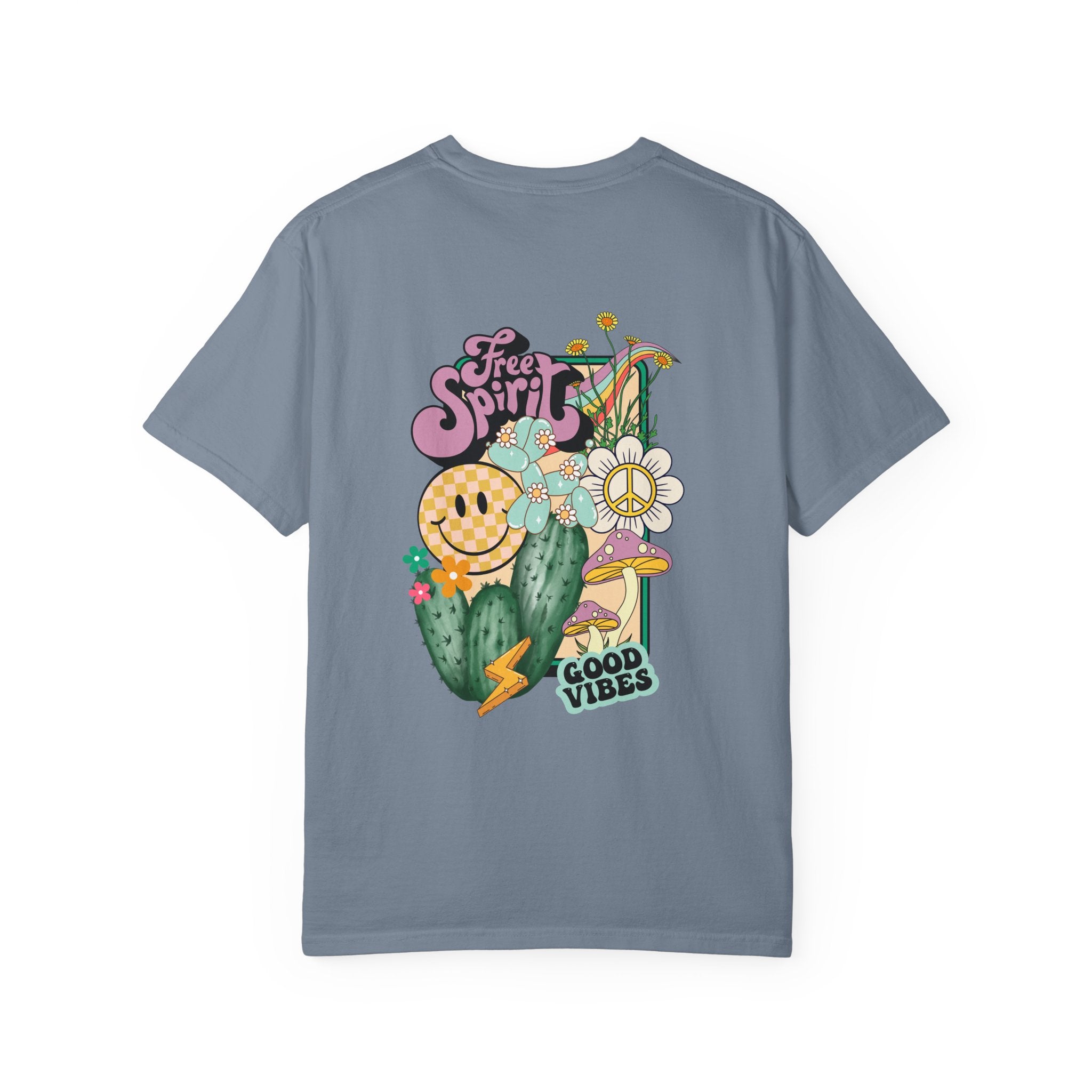 Good Vibes Retro Graphic T-Shirt — Free Spirit Smiley Desert Design