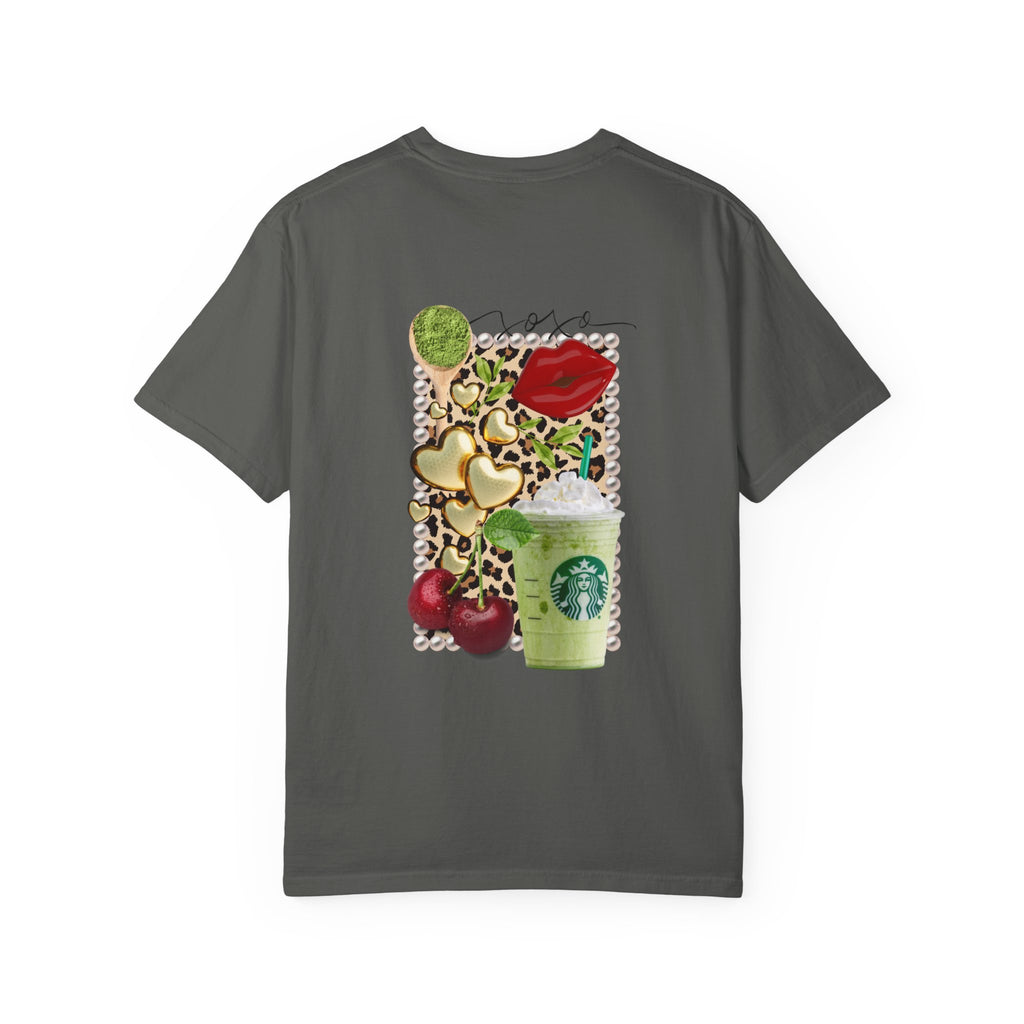 T-Shirt — "I Love You For Matcha" Graphic Tee with Leopard Heart & Matcha Cup