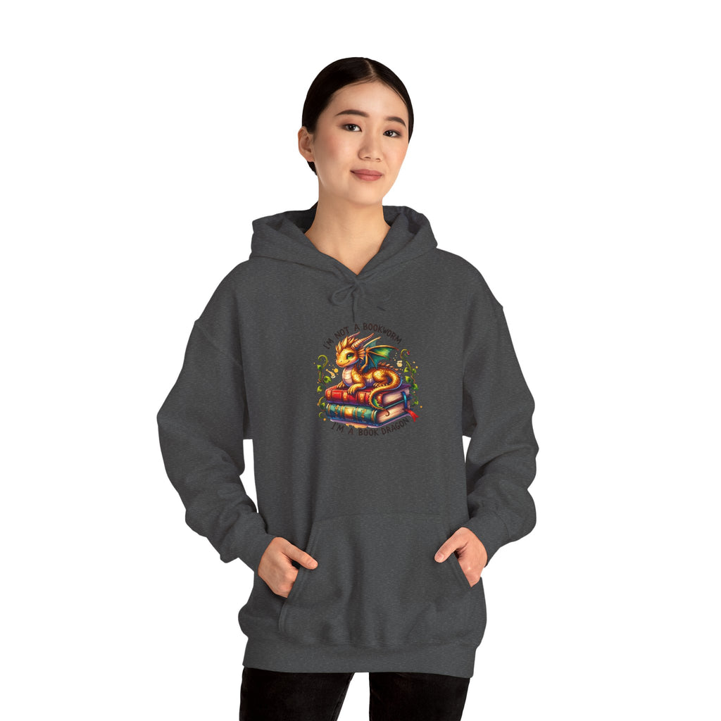 Hoodie — 'I'm Not A Dragon' Cute Snake-on-Book Graphic Pullover