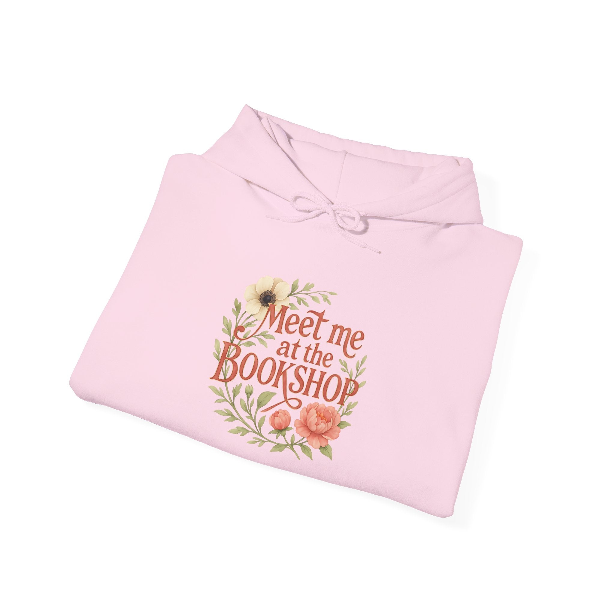 Bookshop Hoodie — "Meet Me at the Bookshop" Floral Reading Sweatshirt