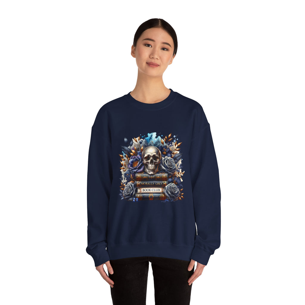 Skull & Books Crewneck Sweatshirt — Gothic Book Club Sweater