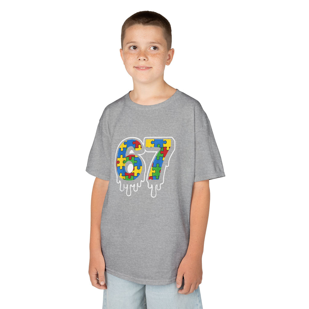 Kids Puzzle Number 67 T-Shirt — Colorful Autism Awareness Tee