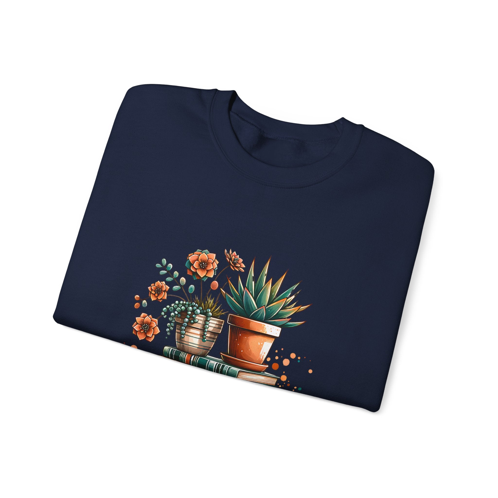 Booklover Sweatshirt — “Just a Girl Who Loves Books” Floral Plants & Stacks Crewneck