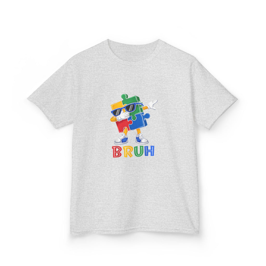 Kids 'BRUH' Colorful Puzzle Robot Tee - Fun Graphic Shirt for Boys & Girls
