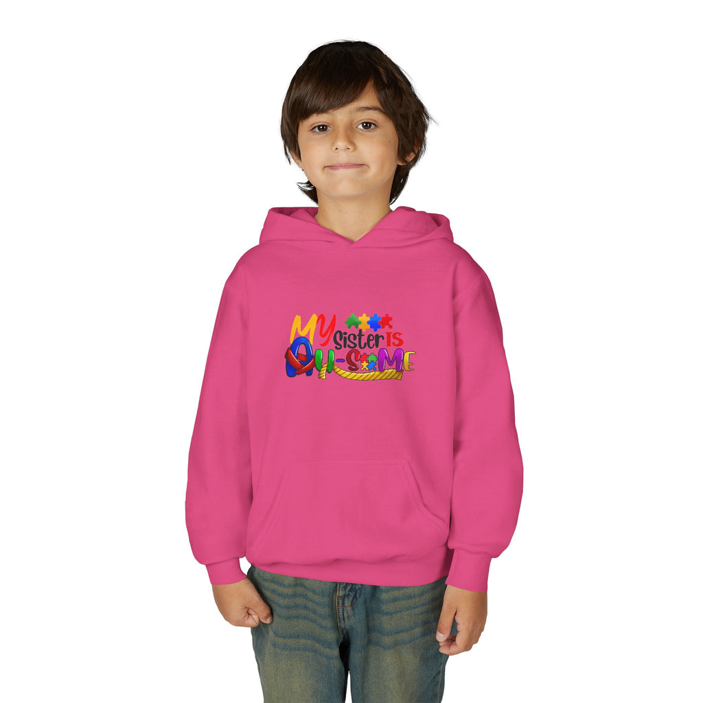 Youth Hoodie — "My Sister is Awesome" Colorful Kids Pullover