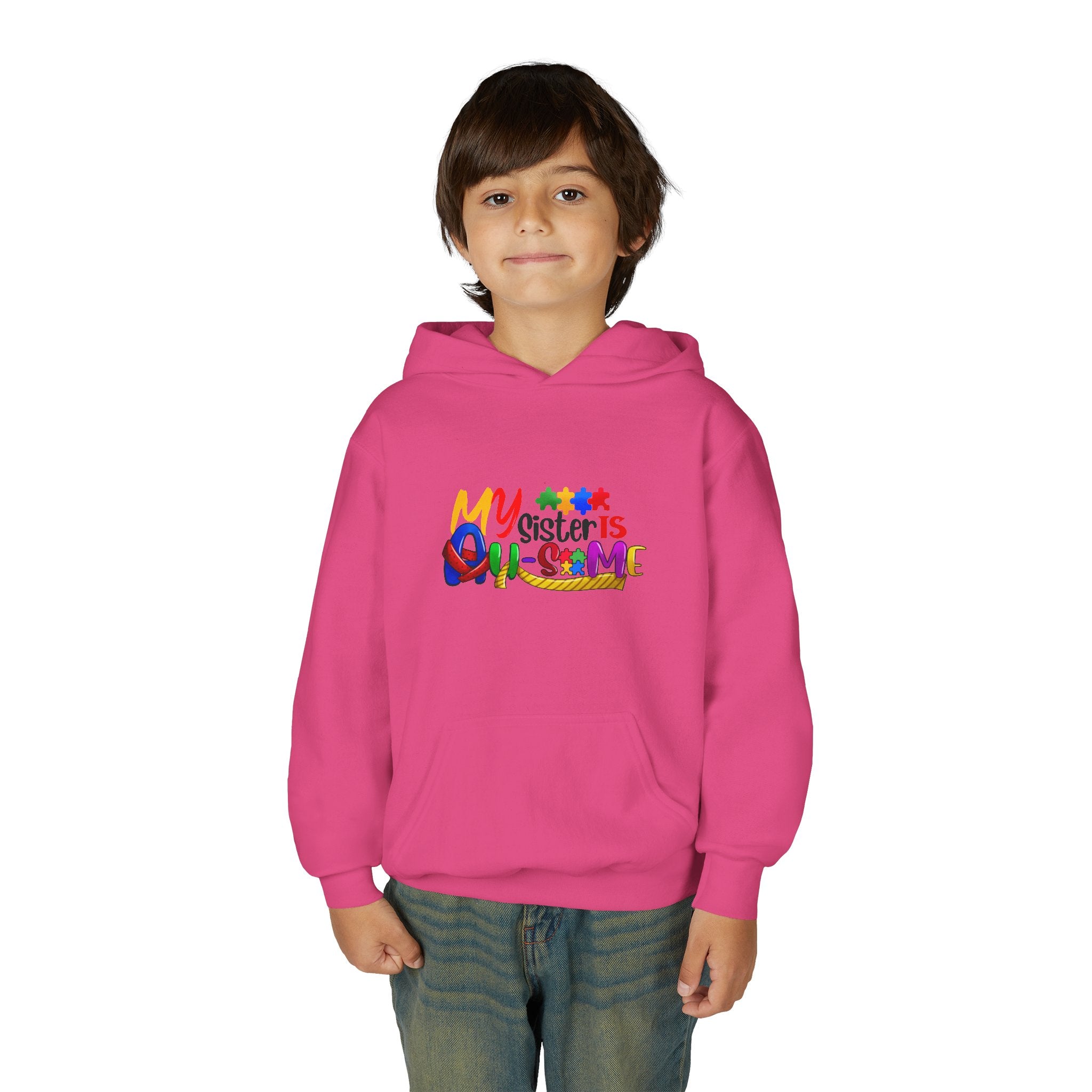 Youth Hoodie — "My Sister is Awesome" Colorful Kids Pullover