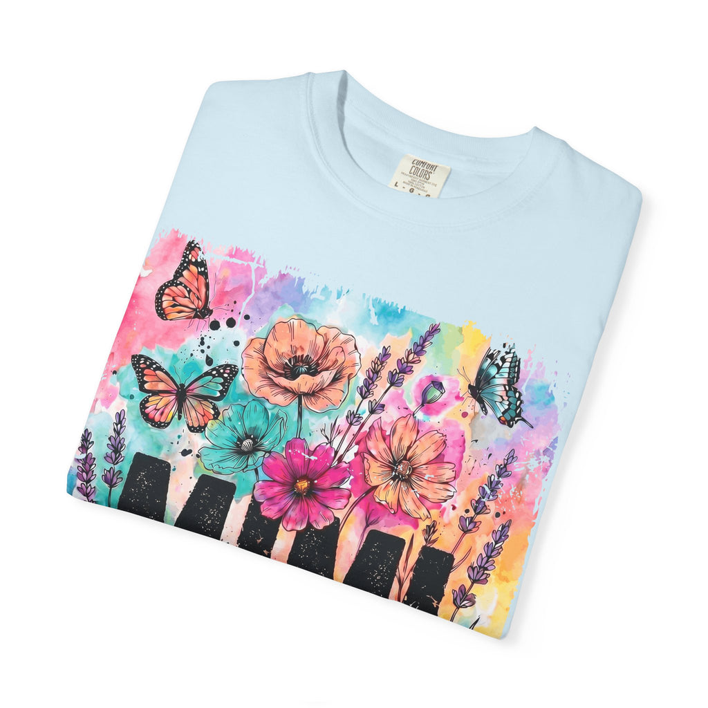 MIMI Floral Butterflies T-Shirt — Colorful Watercolor Garden Tee