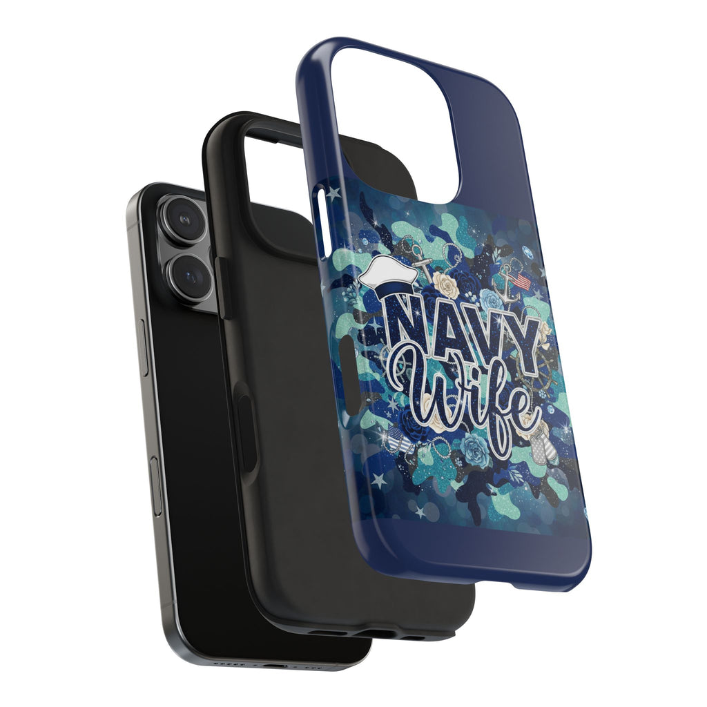 Navy Wife Tough Phone Case — Military Camouflage Protective Phone Cover, Perfect Gift for Navy Spouses
