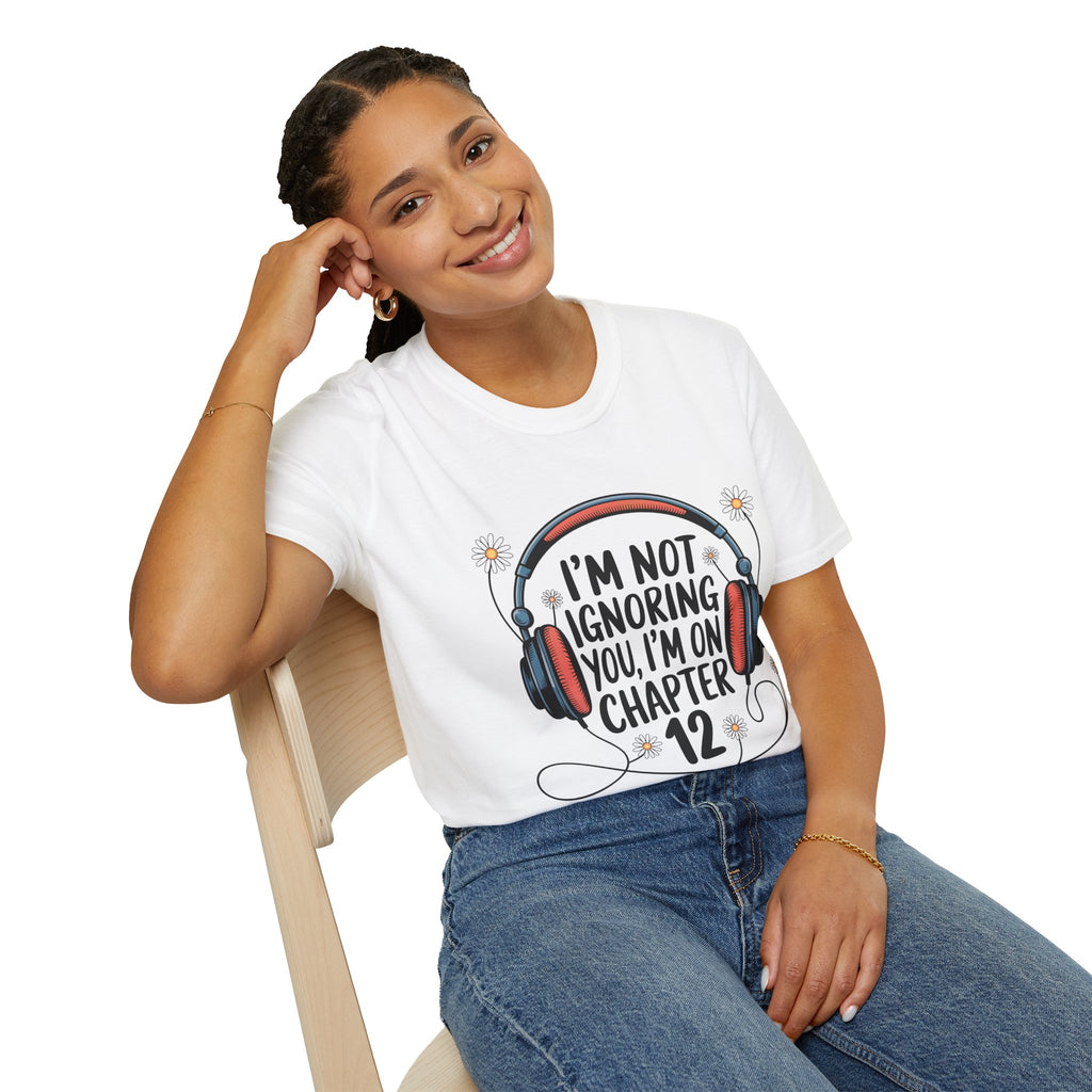 Book Lover T‑Shirt — "I’m Not Ignoring You, I’m on Chapter 12" Headphones Design