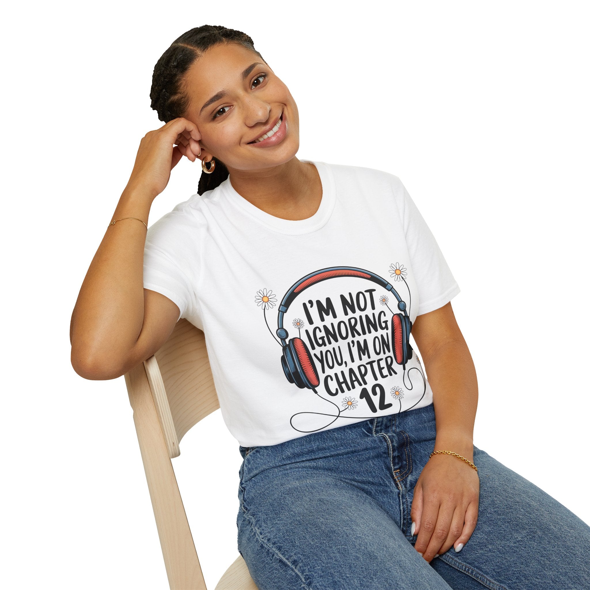 Book Lover T‑Shirt — "I’m Not Ignoring You, I’m on Chapter 12" Headphones Design