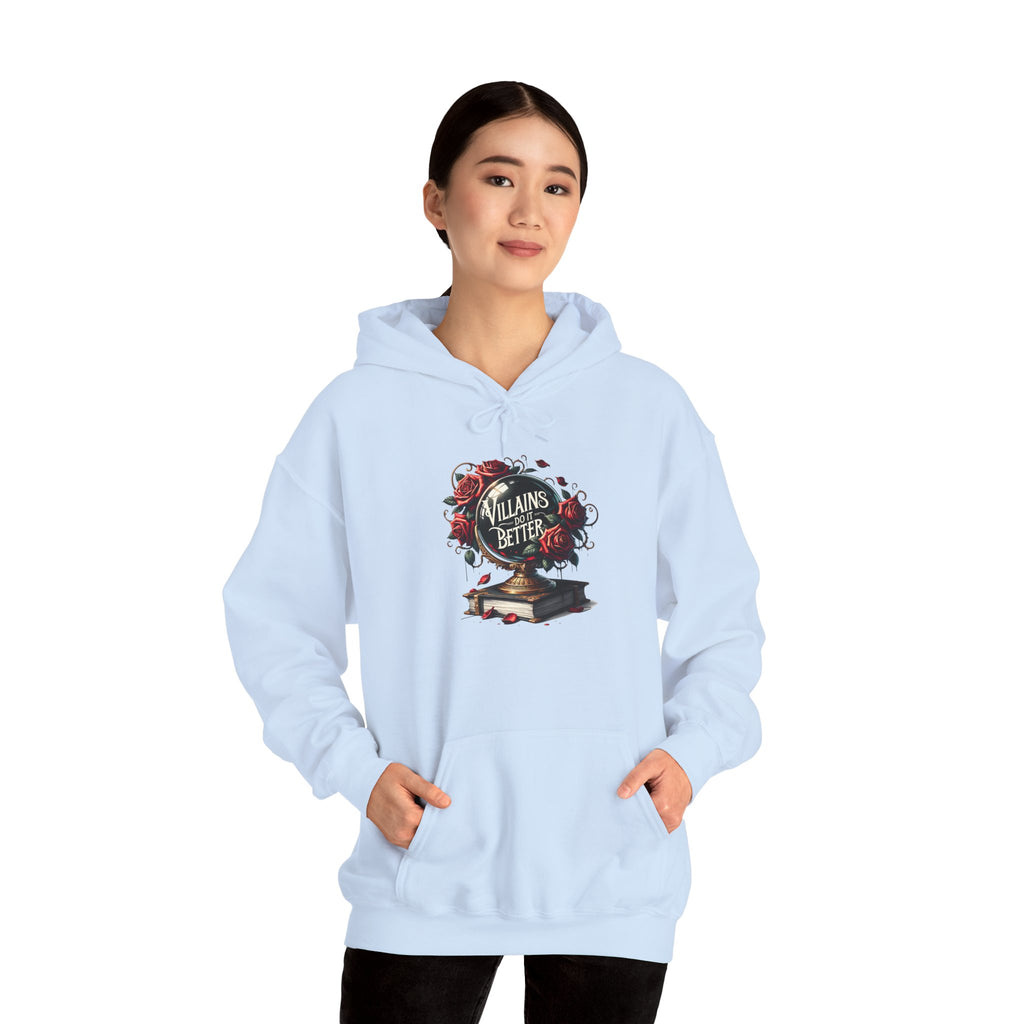 Villains Are Better Hoodie — Gothic Book & Rose Graphic Sweatshirt