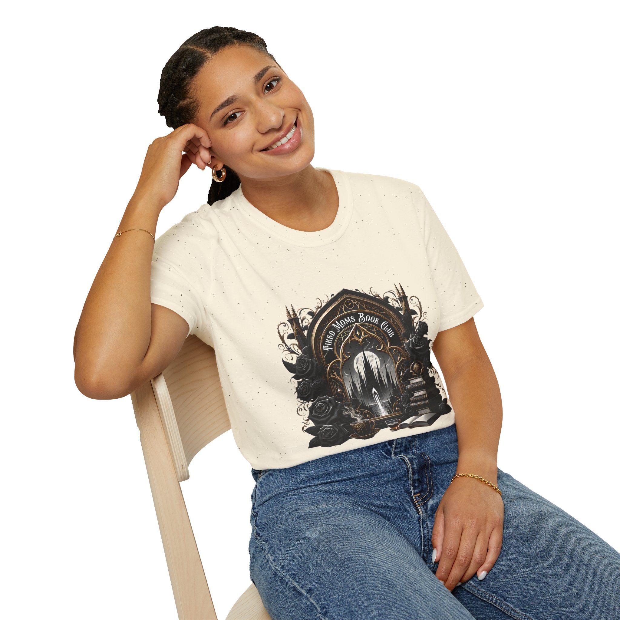 Gothic Library T-Shirt — "Read Books & Rise" Dark Fantasy Graphic Tee