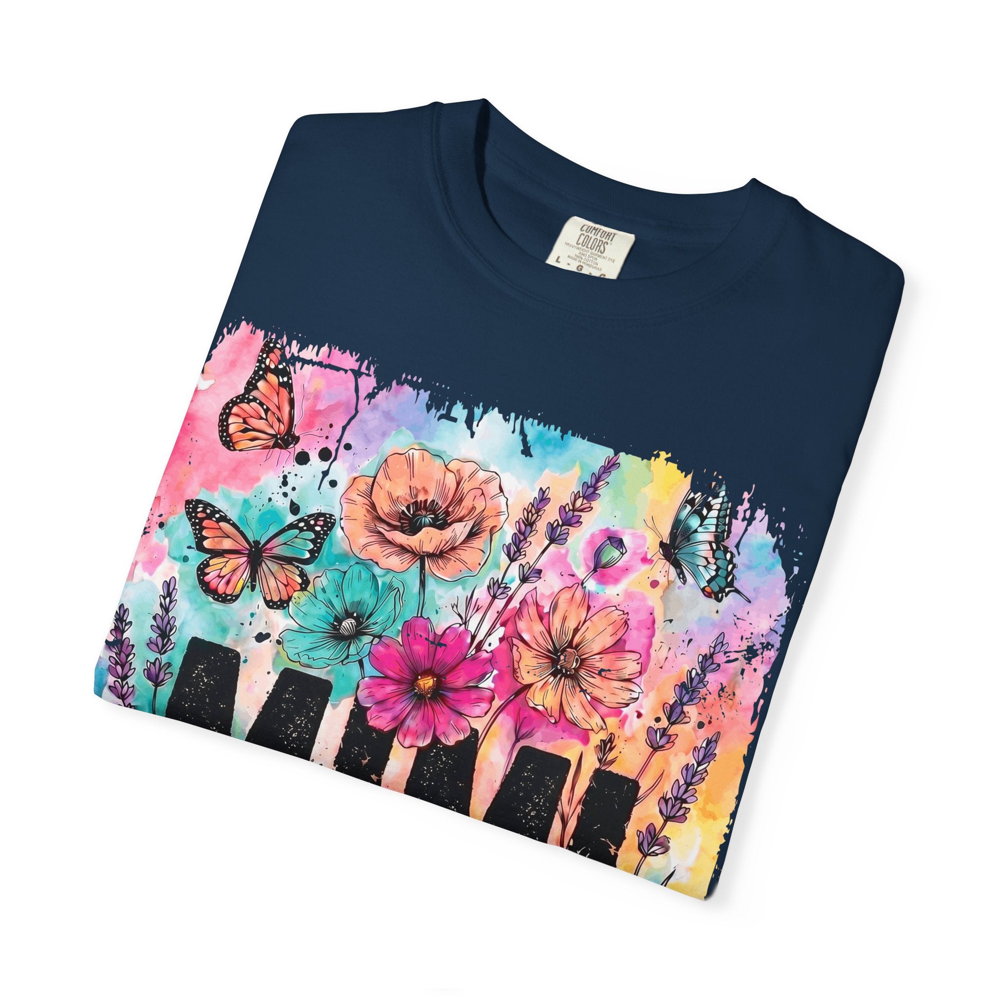 MIMI Floral Butterflies T-Shirt — Colorful Watercolor Garden Tee