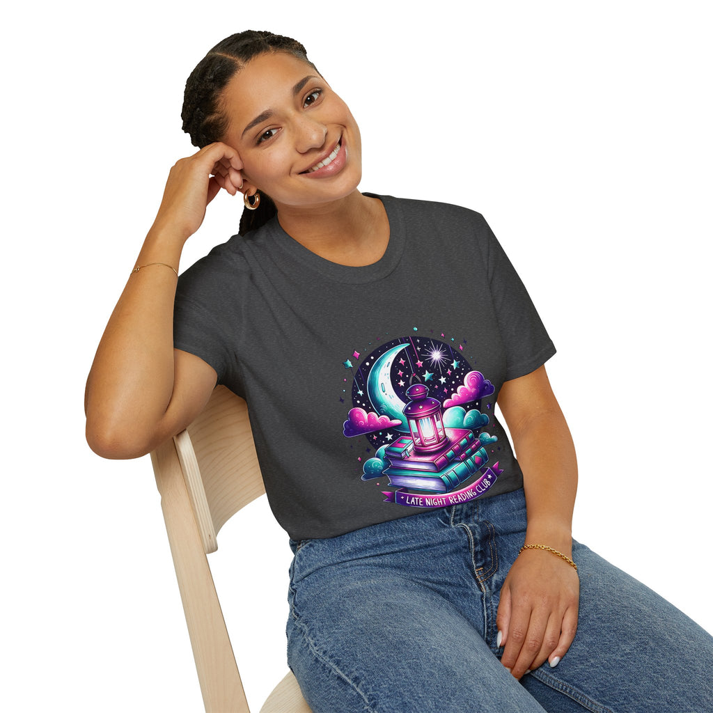 T-Shirt — Moonlit Books Lantern Design ("Let Your Dreams Guide")