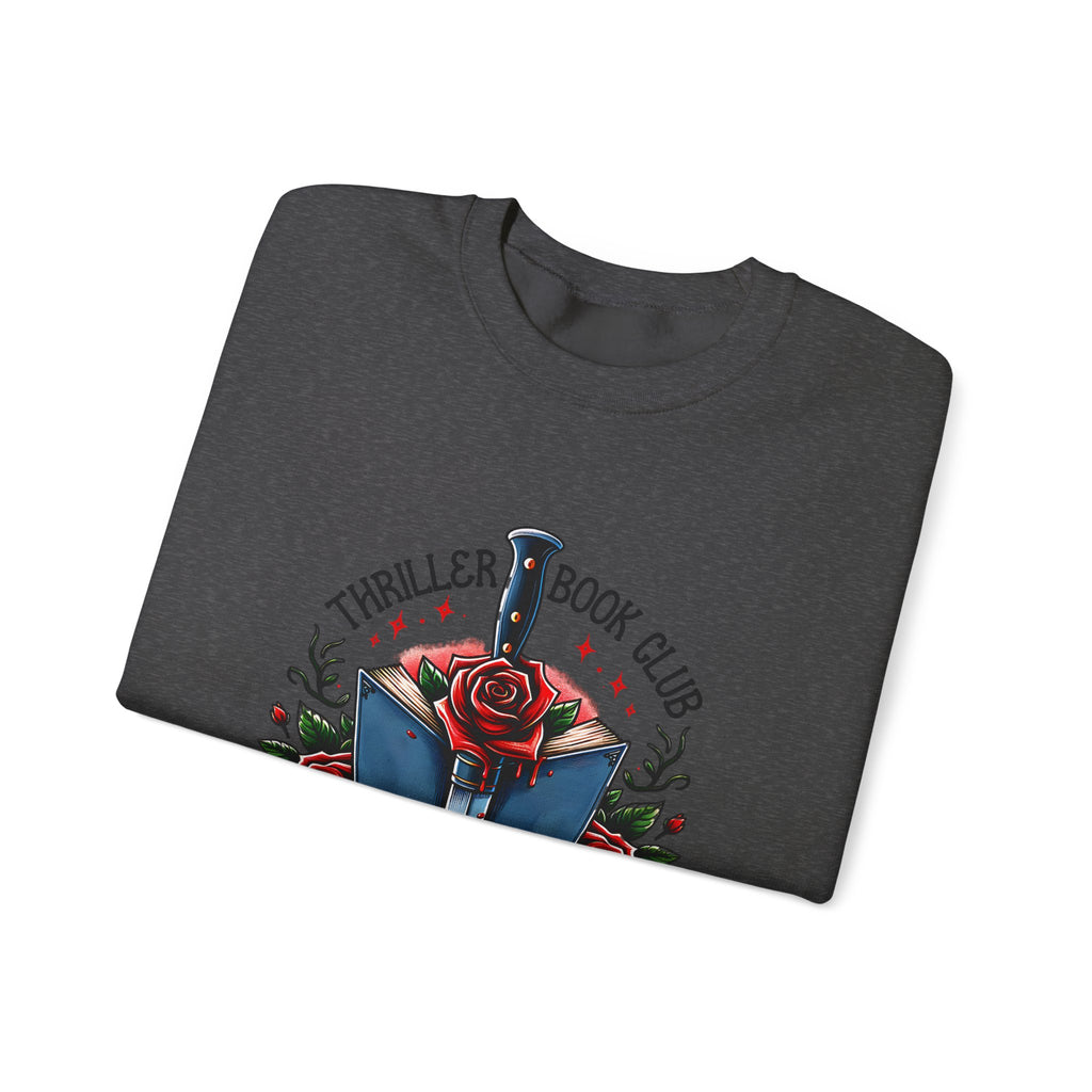 Thriller Book Club Sweatshirt — "We Like Our Books Flipped" Gothic Rose & Dagger Crewneck