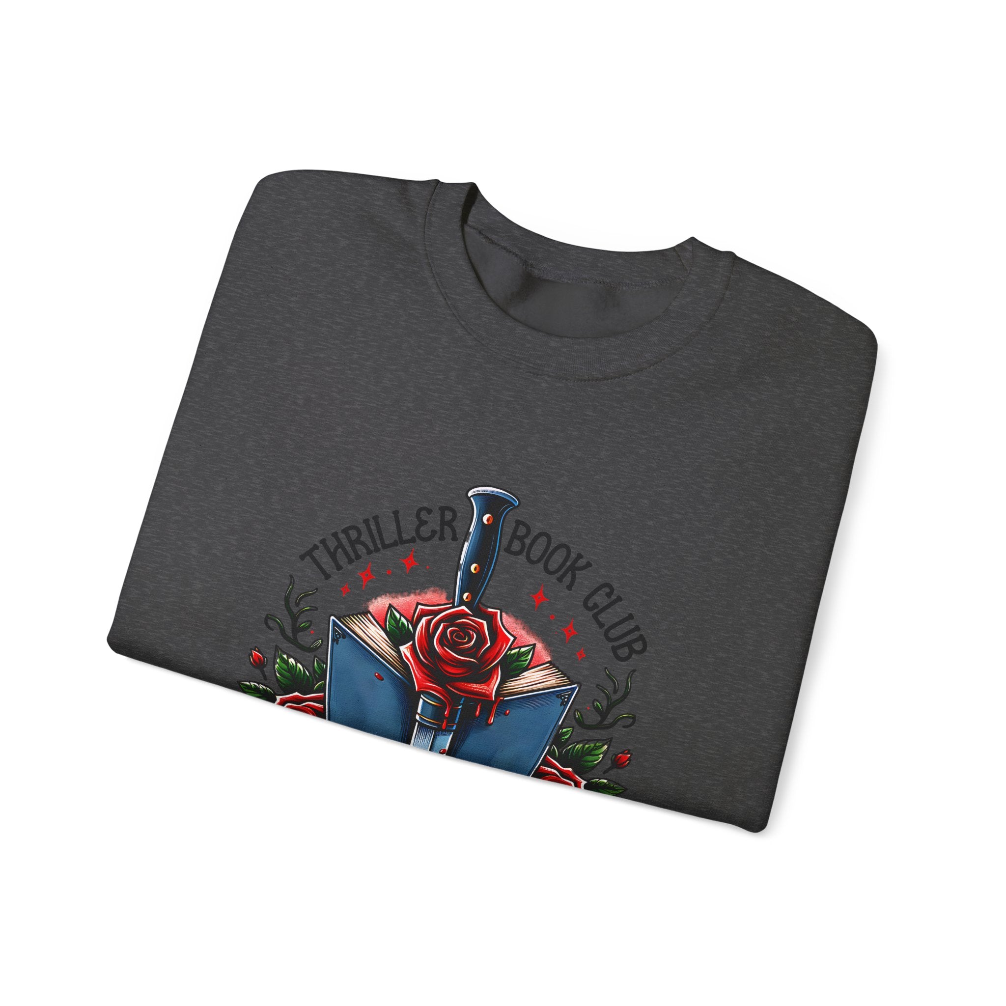 Thriller Book Club Sweatshirt — "We Like Our Books Flipped" Gothic Rose & Dagger Crewneck