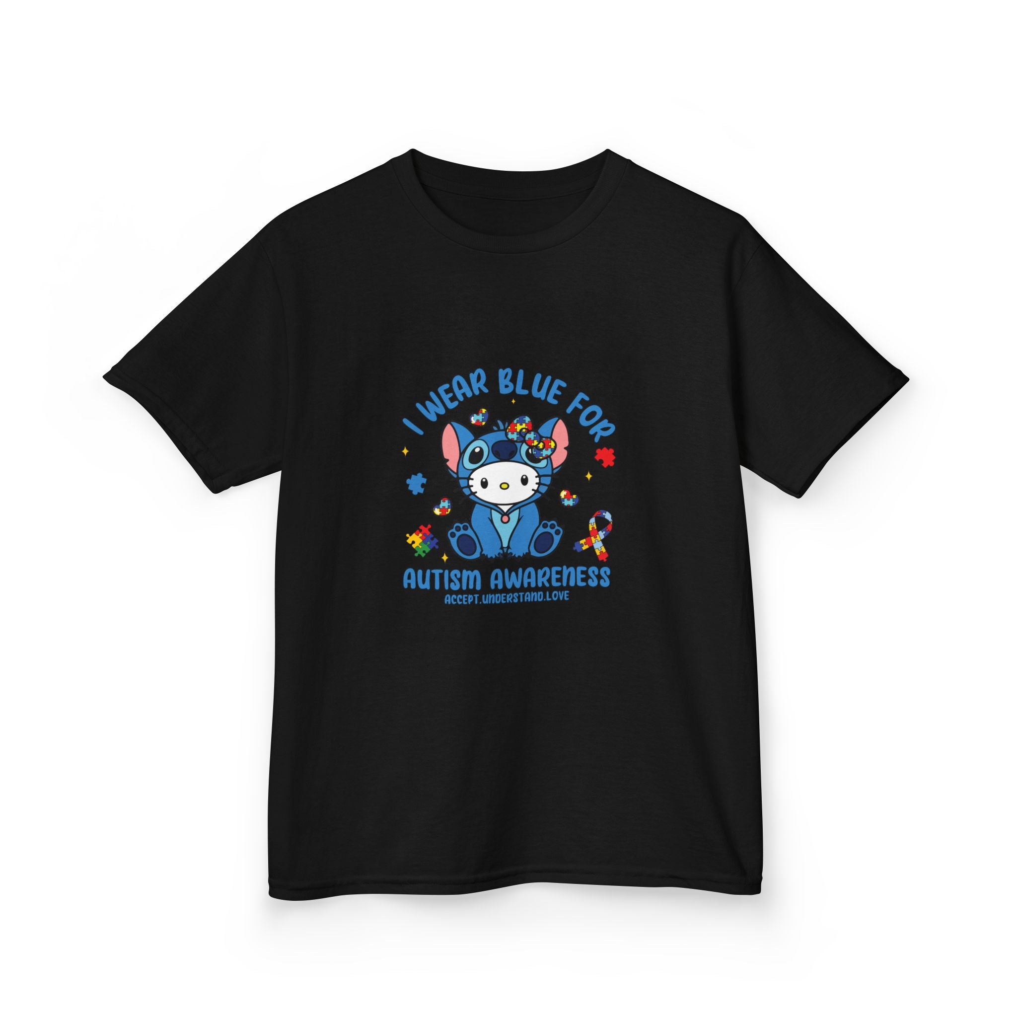 Kids Tee — "I Wear Blue for Autism Awareness" Cute Panda Autism Awareness Shirt