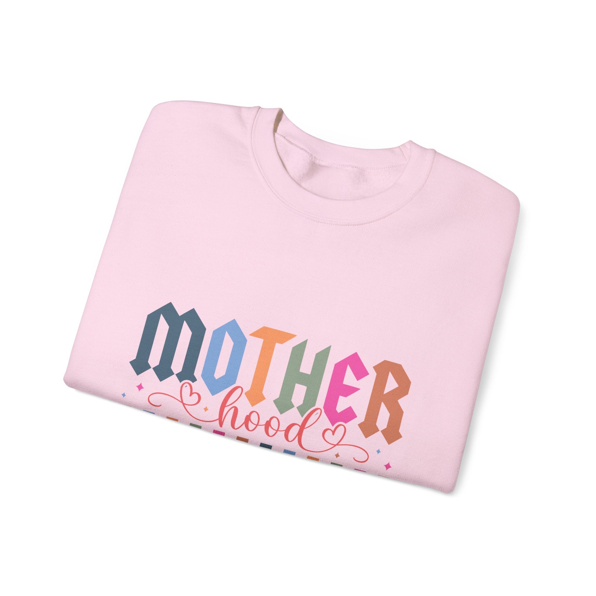 Motherhood Crewneck Sweatshirt — 'Mother Hood' Retro Colorful Mom Pullover